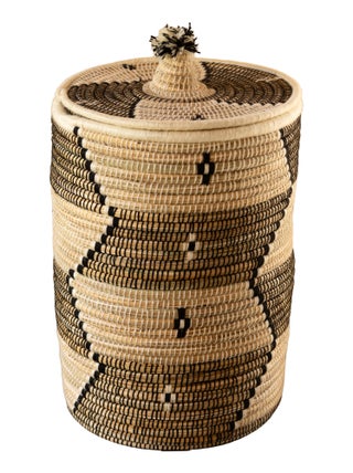 Panier à linge motifs ethniques en fibres naturelles
