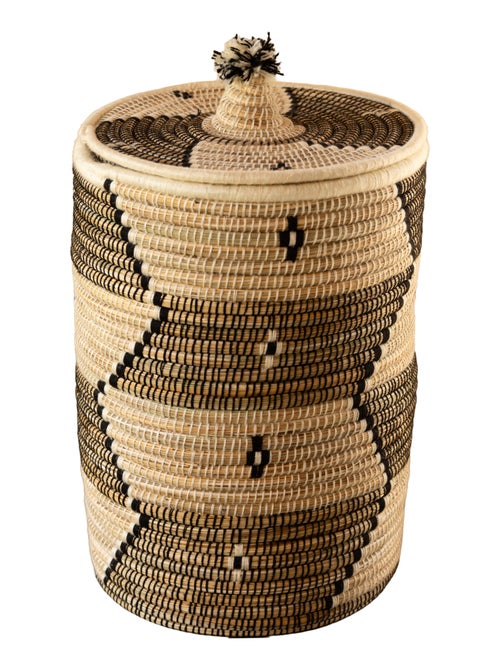 Panier à linge motifs ethniques en fibres naturelles - Kiabi
