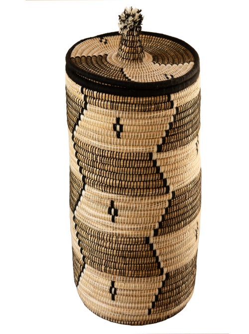 Panier à linge motifs ethniques en fibres naturelles - Kiabi