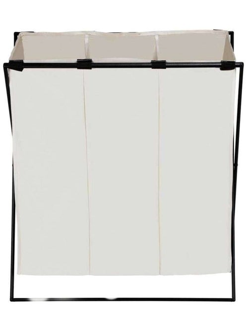 Panier à linge pliable 3 compartiments en métal et tissu - Kiabi