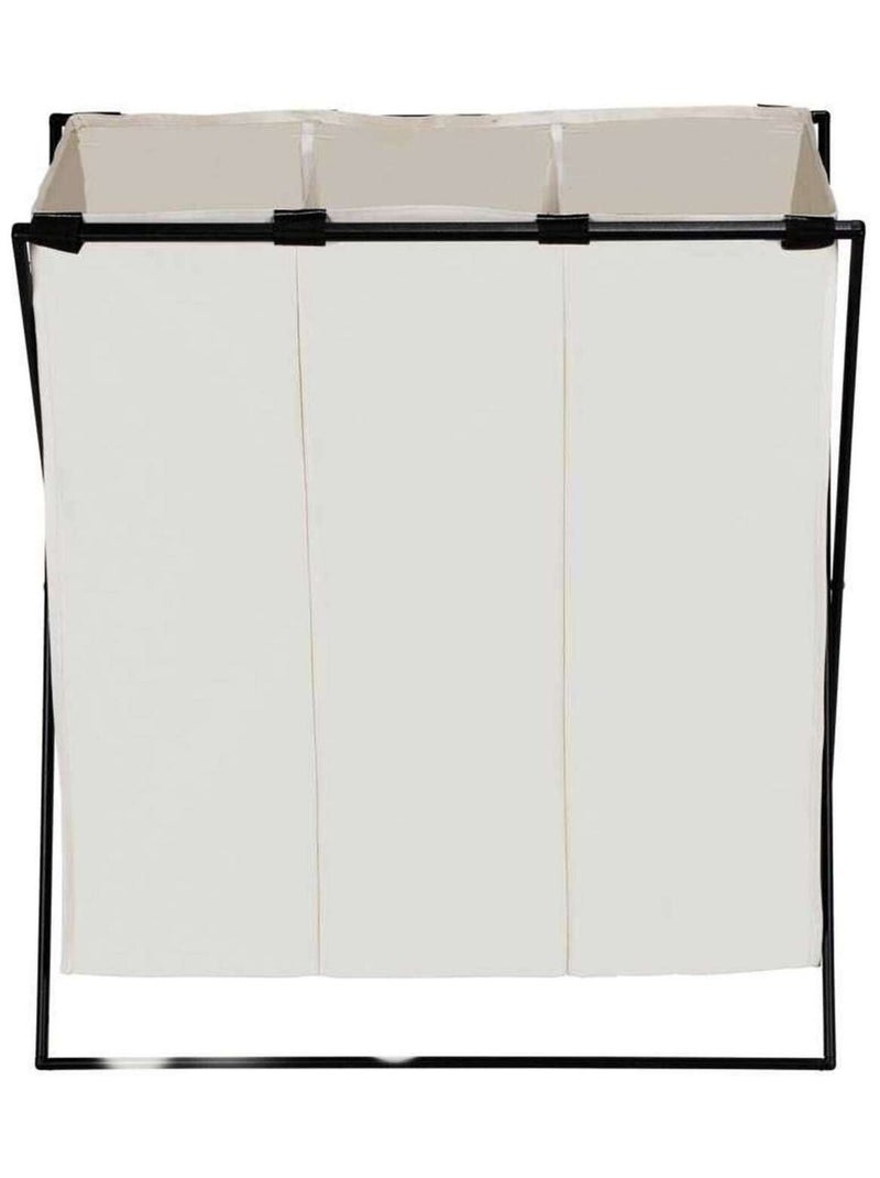 Panier à linge pliable 3 compartiments en métal et tissu Beige - Kiabi