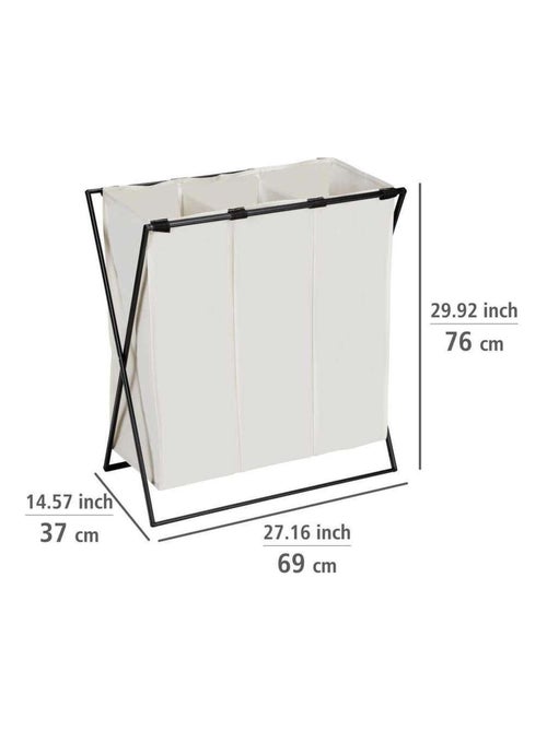Panier à linge pliable 3 compartiments en métal et tissu - Kiabi