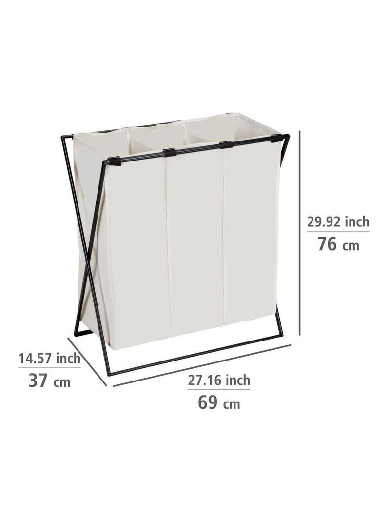 Panier à linge pliable 3 compartiments en métal et tissu Beige - Kiabi