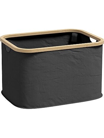 Panier à linge pliable 36l non tissé noir bambou