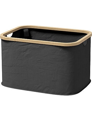 Panier à linge pliable 36l non tissé noir bambou