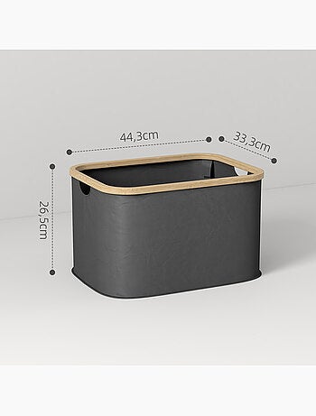 Panier à linge pliable 36l non tissé noir bambou