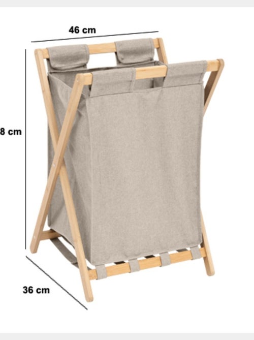 Panier à linge pliant 50L en bambou - Kiabi