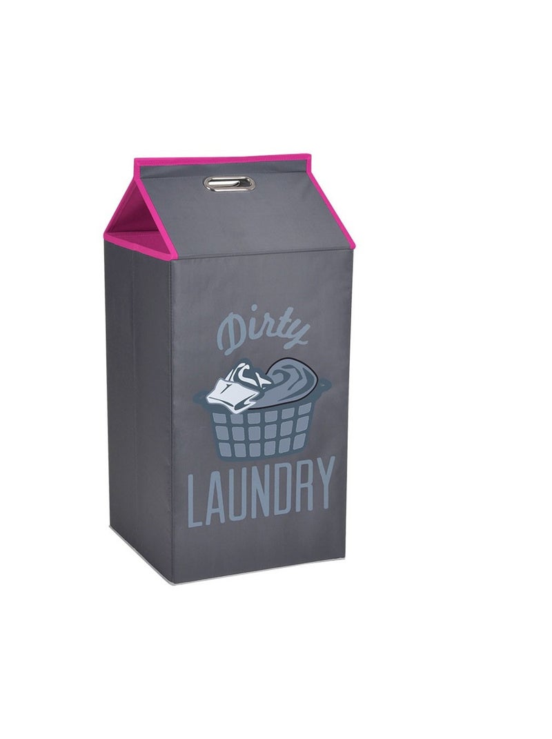 Panier À Linge Pliant Avec Couvercle Et Poignées rose fushia - Kiabi
