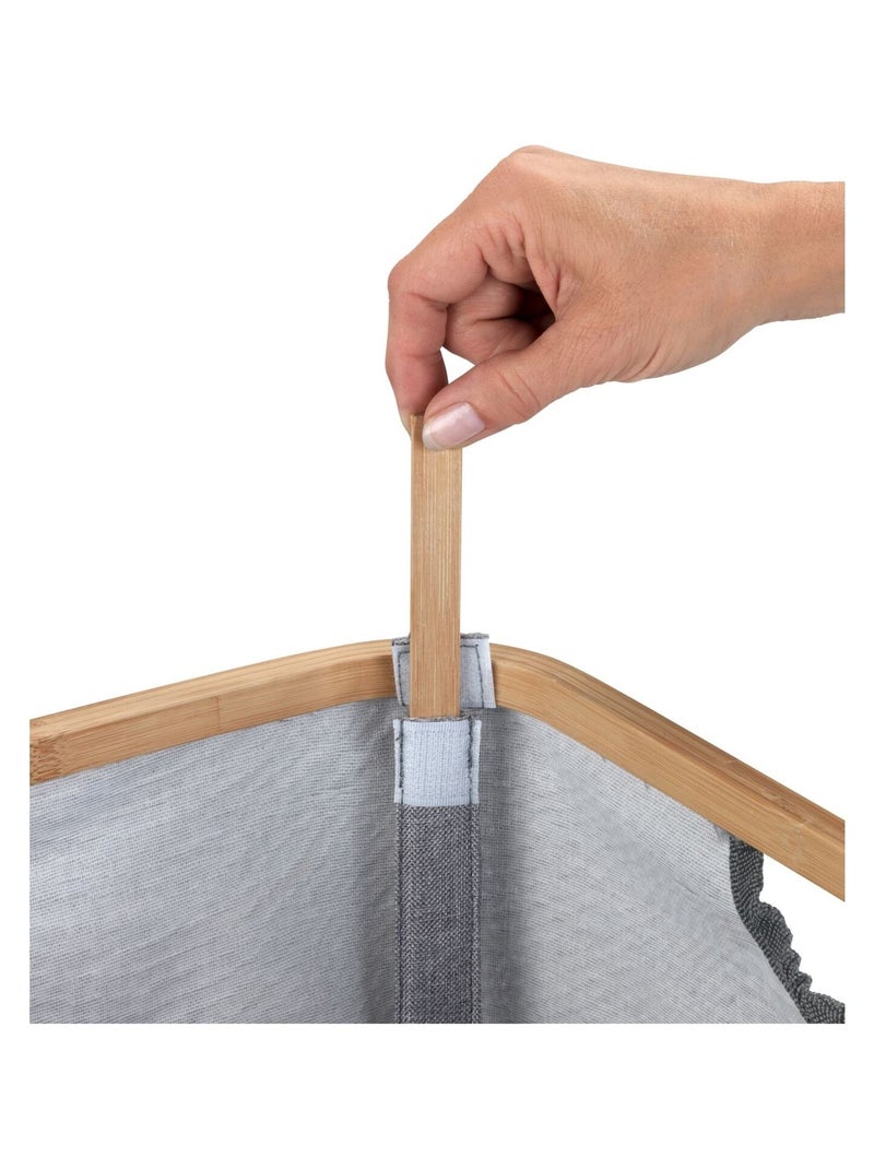 Panier à linge pliant en bambou et tissu BAHARI Gris - Kiabi