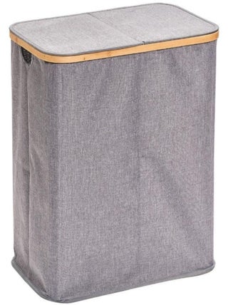 Panier à linge Poignée en Bambou Corbeille à Linge sale 2 compartiments avec Couvercle 110L