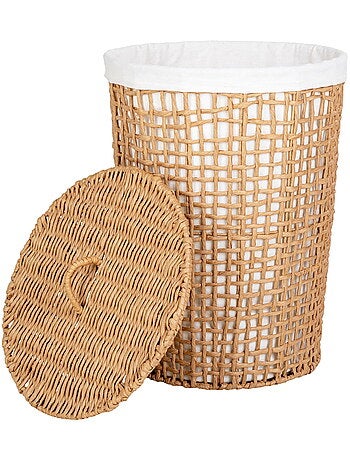 Panier à linge Pomal - Panier à linge, papier, naturel/blanc, ø42x56 cm