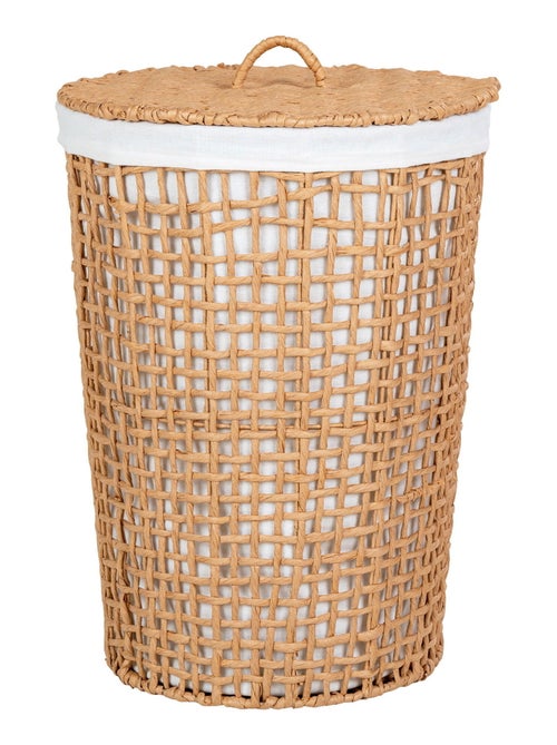 Panier à linge Pomal - Panier à linge, papier, naturel/blanc, ø42x56 cm - Kiabi