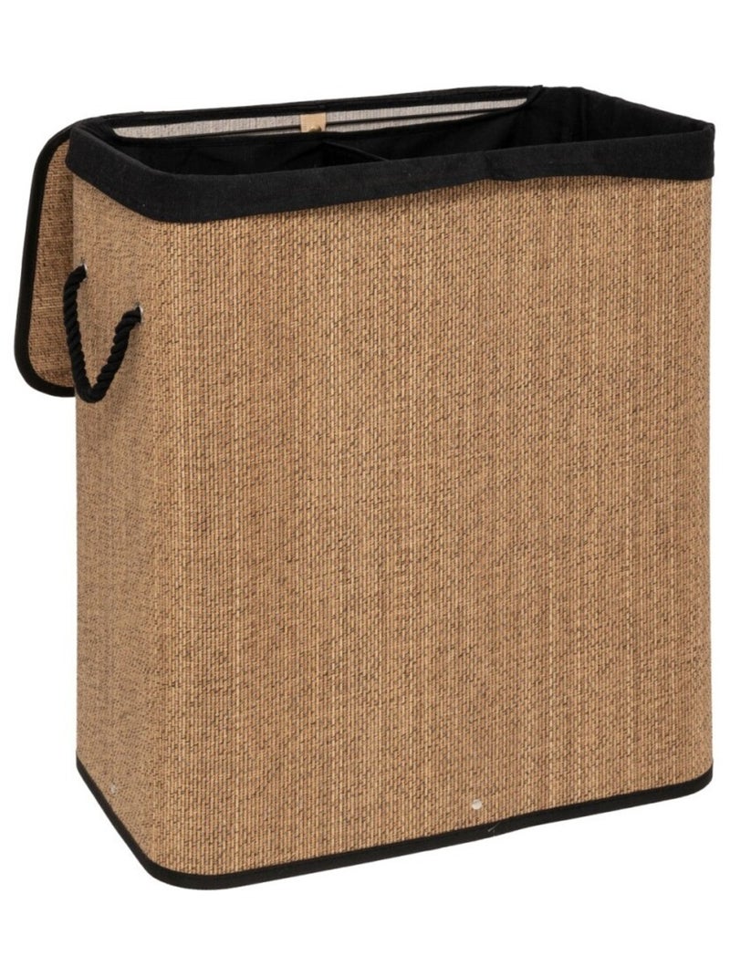 Panier à linge rectangulaire 100L en bambou Beige - Kiabi