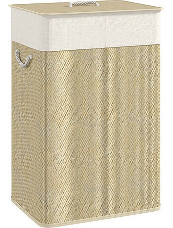 Panier à linge rectangulaire bambou 55l