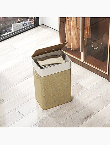Panier à linge rectangulaire bambou 55l