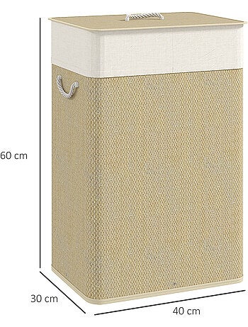 Panier à linge rectangulaire bambou 55l