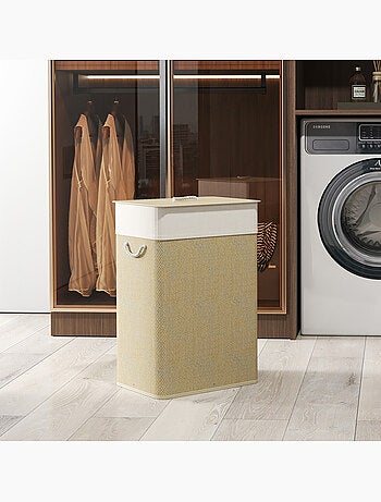 Panier à linge rectangulaire bambou 55l