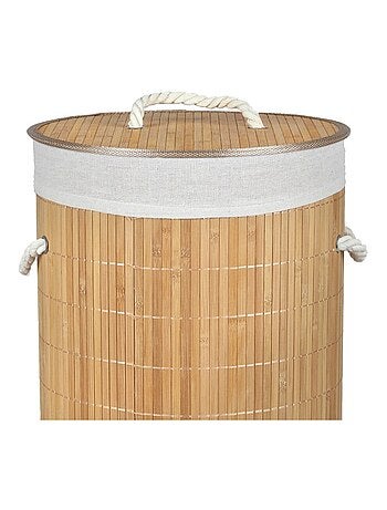 Panier à linge rond en bambou avec couvercle