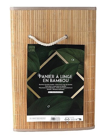 Panier à linge rond en bambou avec couvercle