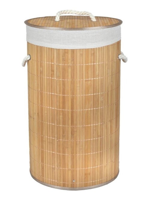 Panier à linge rond en bambou avec couvercle - Kiabi