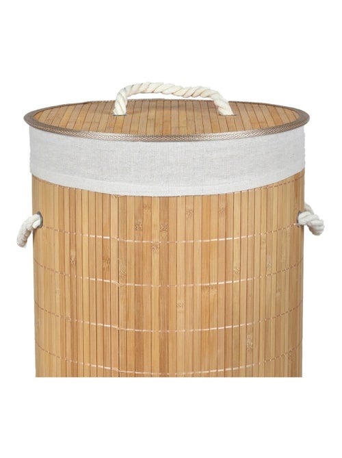 Panier à linge rond en bambou avec couvercle - Kiabi