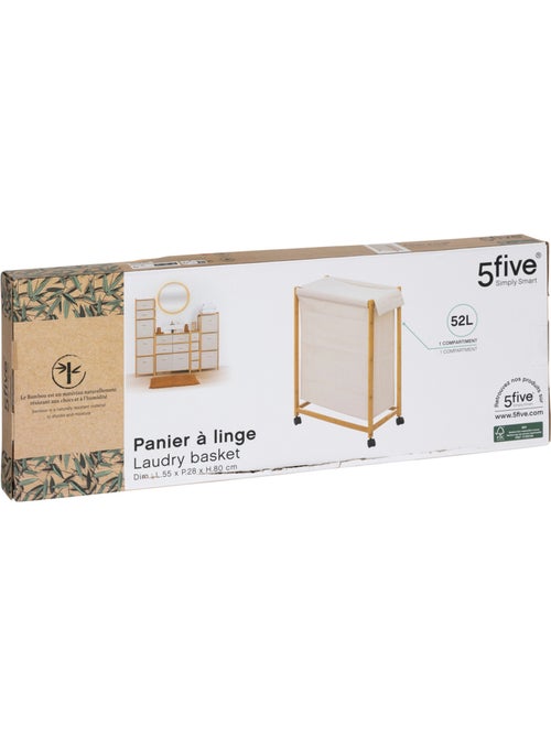 Panier à linge roulette 52L Beige TIDY BOX - Kiabi