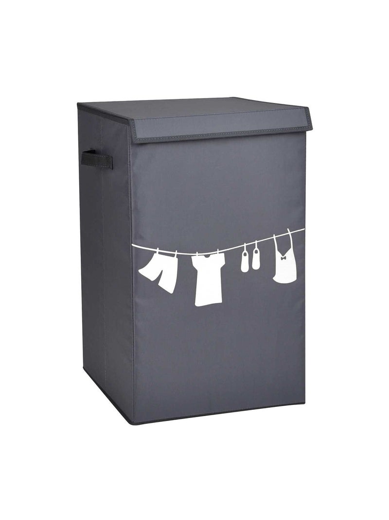Panier à linge tissu imprimé gris - Kiabi