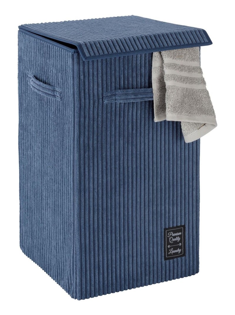 Panier à linge vintage desing velours Cora Bleu foncé - Kiabi