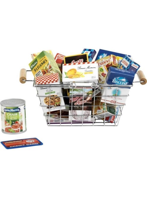 Panier à provisions en métal garni de produits français - Jeu d'imitation - Kiabi