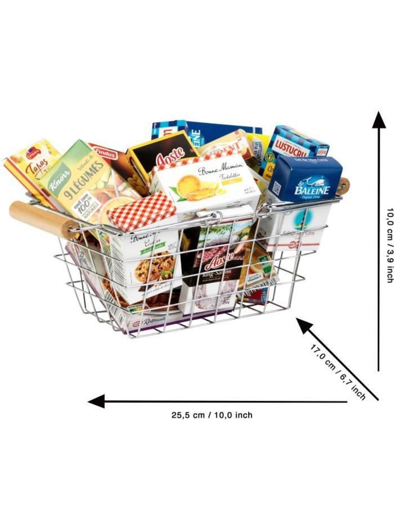 Panier à provisions en métal garni de produits français - Jeu d'imitation Gris - Kiabi