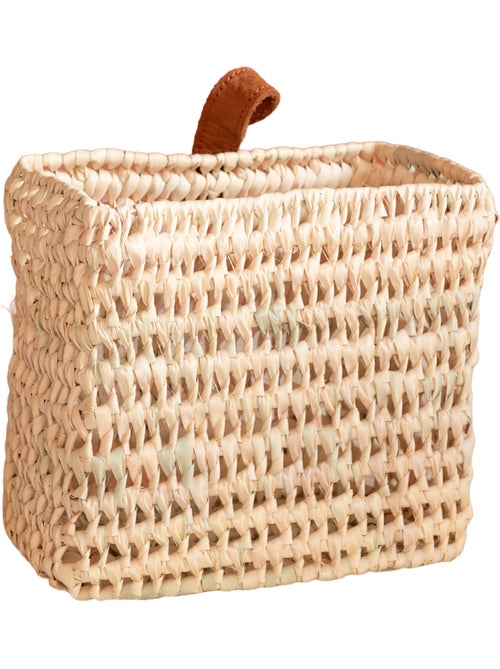 Panier à suspendre carré anse cuir - Kiabi