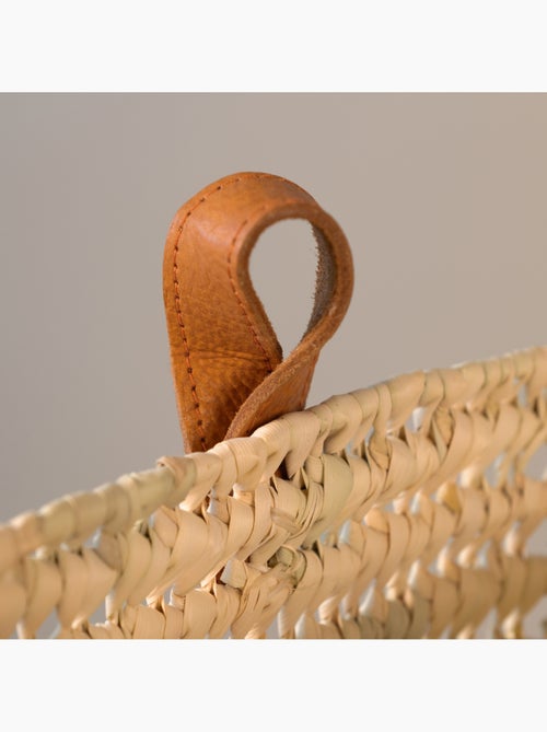 Panier à suspendre carré anse cuir - Kiabi