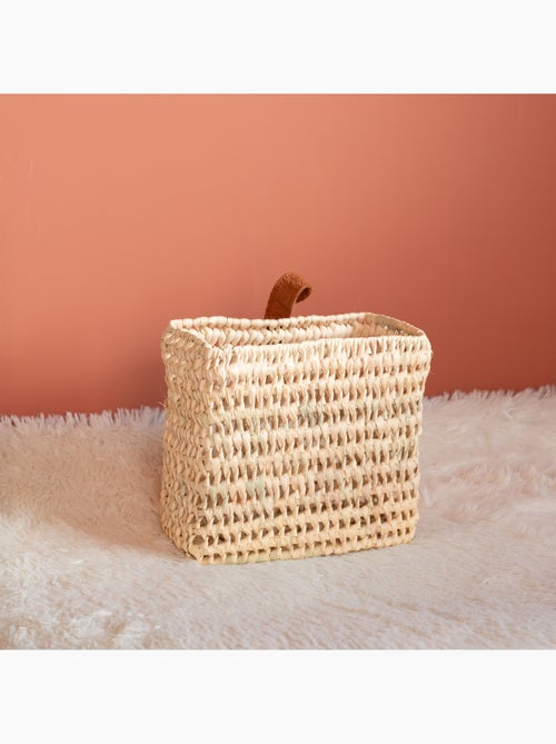 Panier à suspendre carré anse cuir - Kiabi