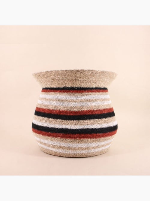 Panier amphore rayé marron, beige en herbes marines 36x34cm - Kiabi