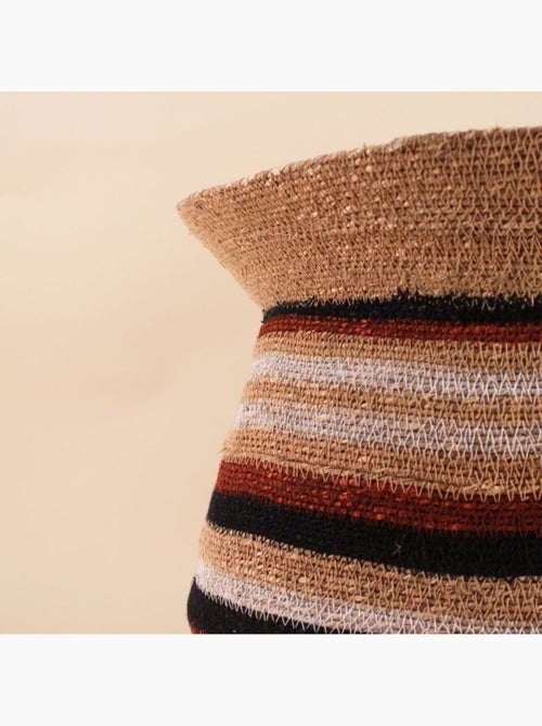 Panier amphore rayé marron, beige en herbes marines 36x34cm - Kiabi