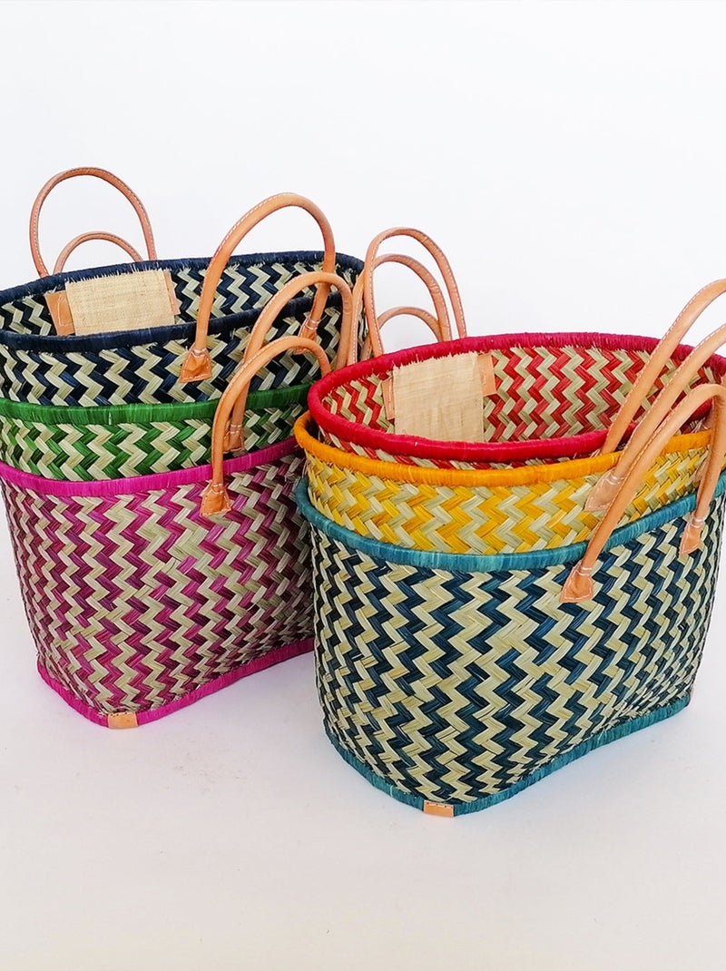 Panier artisanal de plage Vert Fibres naturelles - Toama GM Vert anis Vert - Kiabi