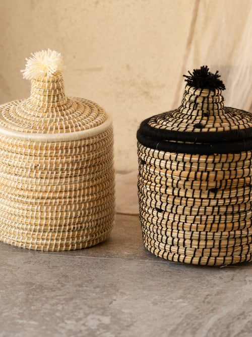 Panier avec couvercle laine - Kiabi