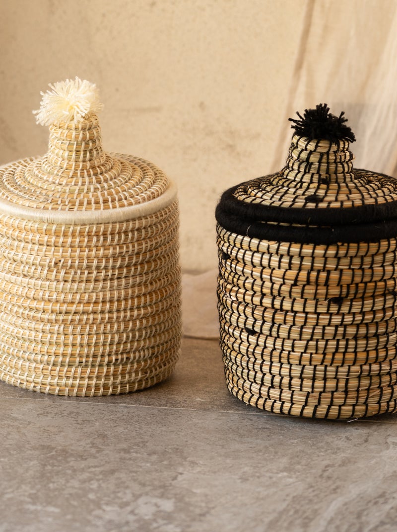 Panier avec couvercle laine Blanc - Kiabi