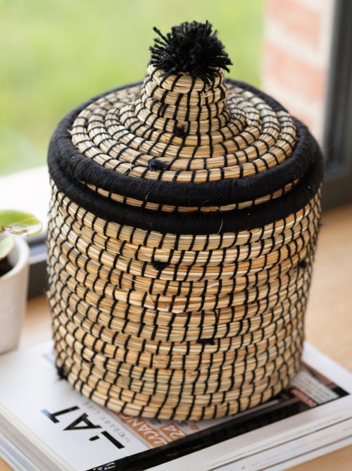 Panier avec couvercle laine - Kiabi