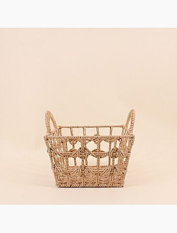 Panier avec poignées tressé naturel 25x25cm