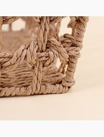 Panier avec poignées tressé naturel 25x25cm