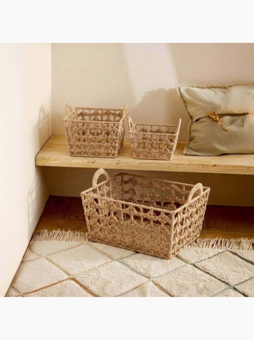 Panier avec poignées tressé naturel 25x25cm - Kiabi