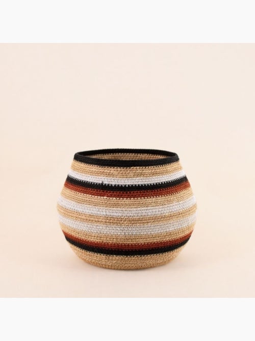 Panier bas rayé en herbes marines marron, beige 39x23cm - Kiabi