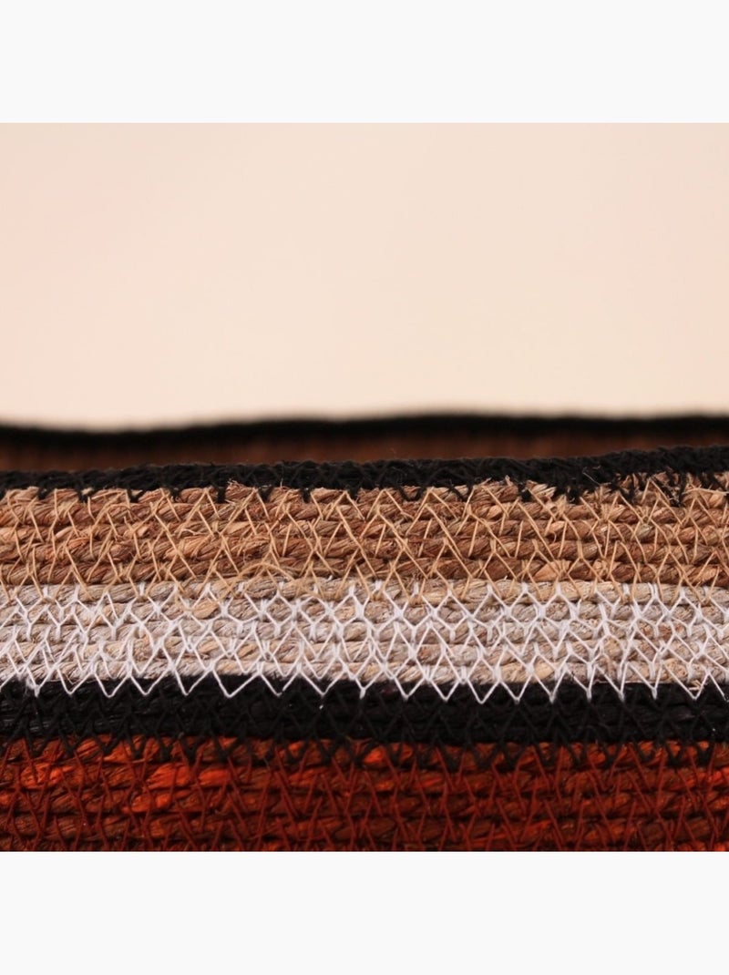 Panier bas rayé en herbes marines marron, beige 39x23cm Marron - Kiabi