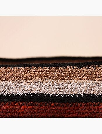 Panier bas rayé en herbes marines marron, beige 50x28cm