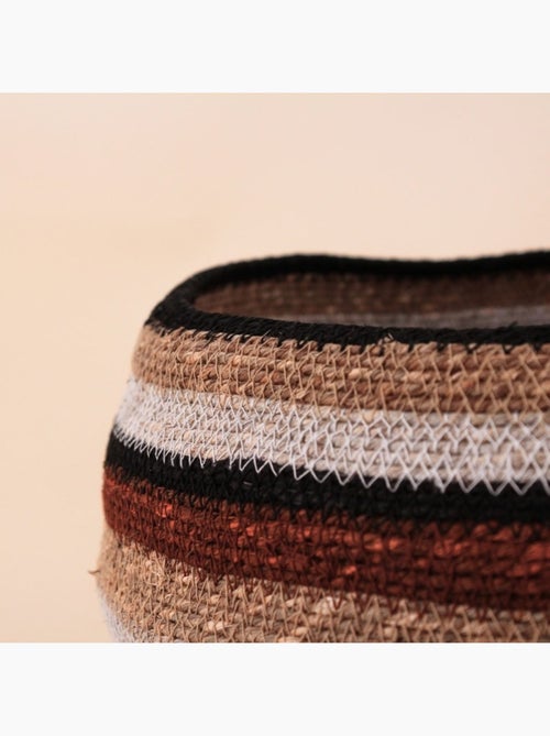 Panier bas rayé en herbes marines marron, beige 50x28cm - Kiabi