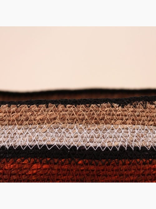 Panier bas rayé en herbes marines marron, beige 50x28cm - Kiabi