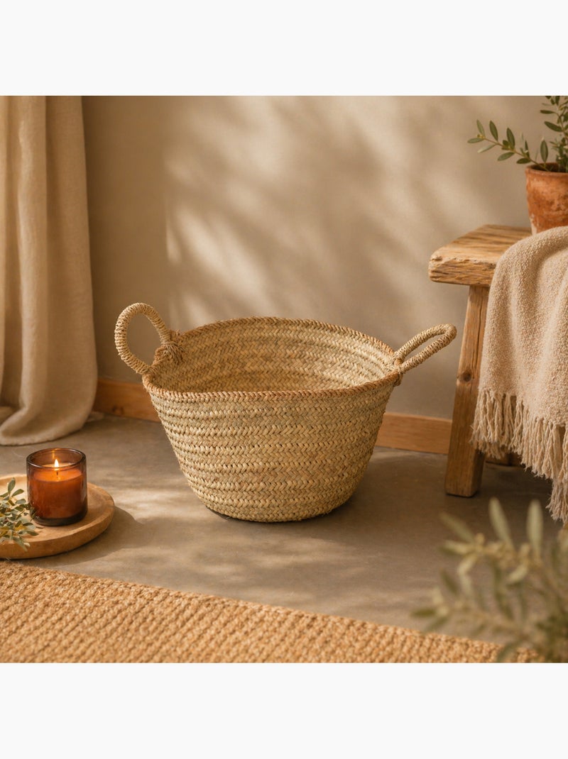 Panier bûche anse bord jute xl Bois naturel - Kiabi