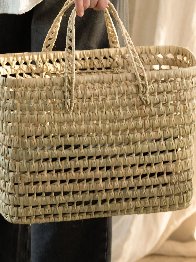 Panier cabas feuilles de palmier Beige clair - Kiabi