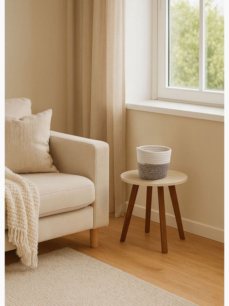 Panier cache pot tressé en coton - AFIBEL Blanc Marron - Kiabi